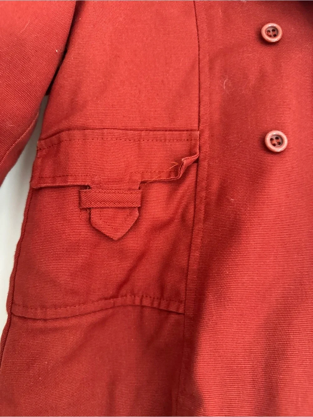 VTG 60s Kids Rainbow faux fur Lined Red canvas Hooded Parka Winter jacket.